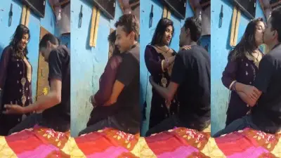 Beautiful village girl romantic deep kiss with her lover